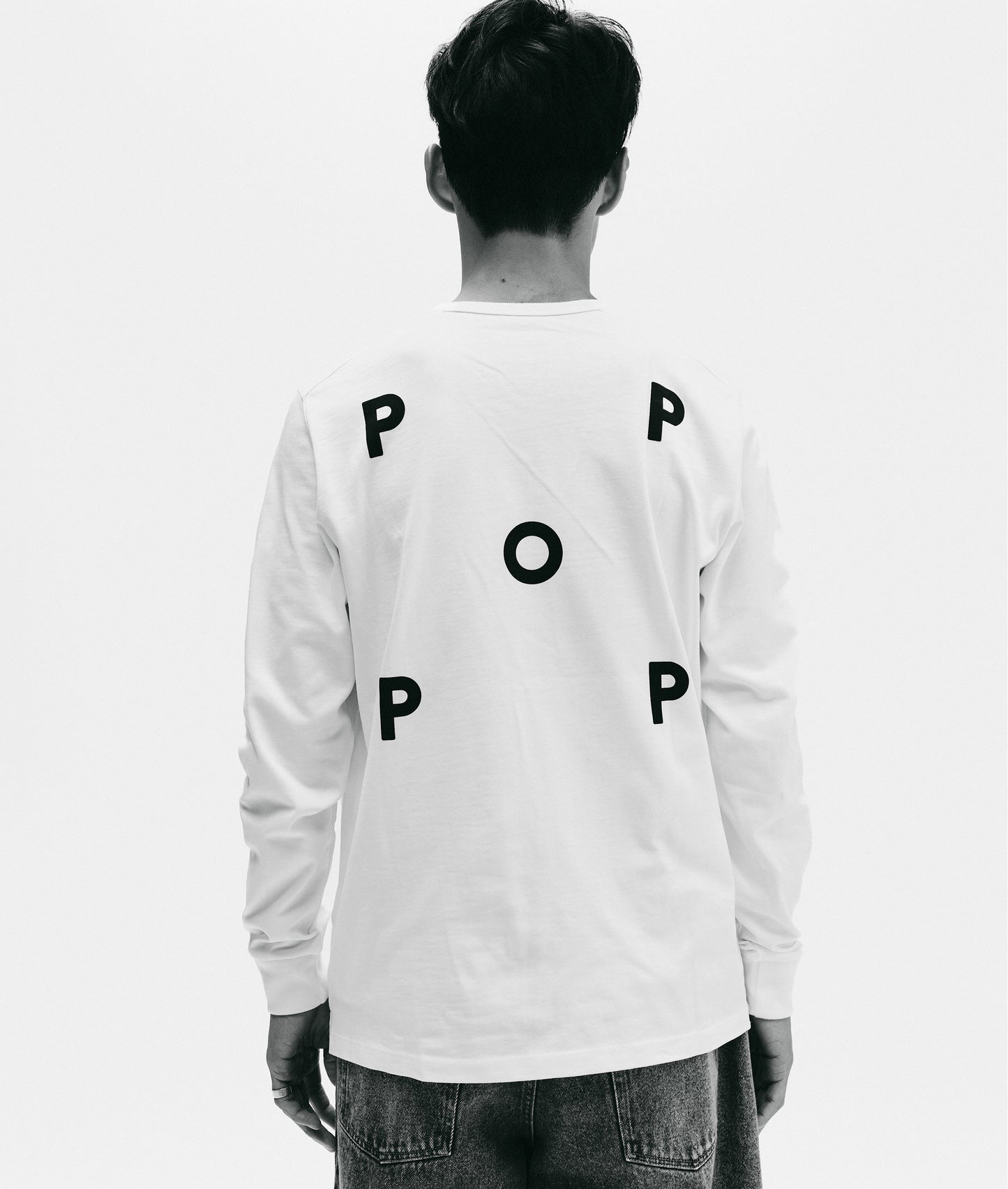 Pop Trading, POP LOGO LONGSLEEVE, WHITE/BLACK