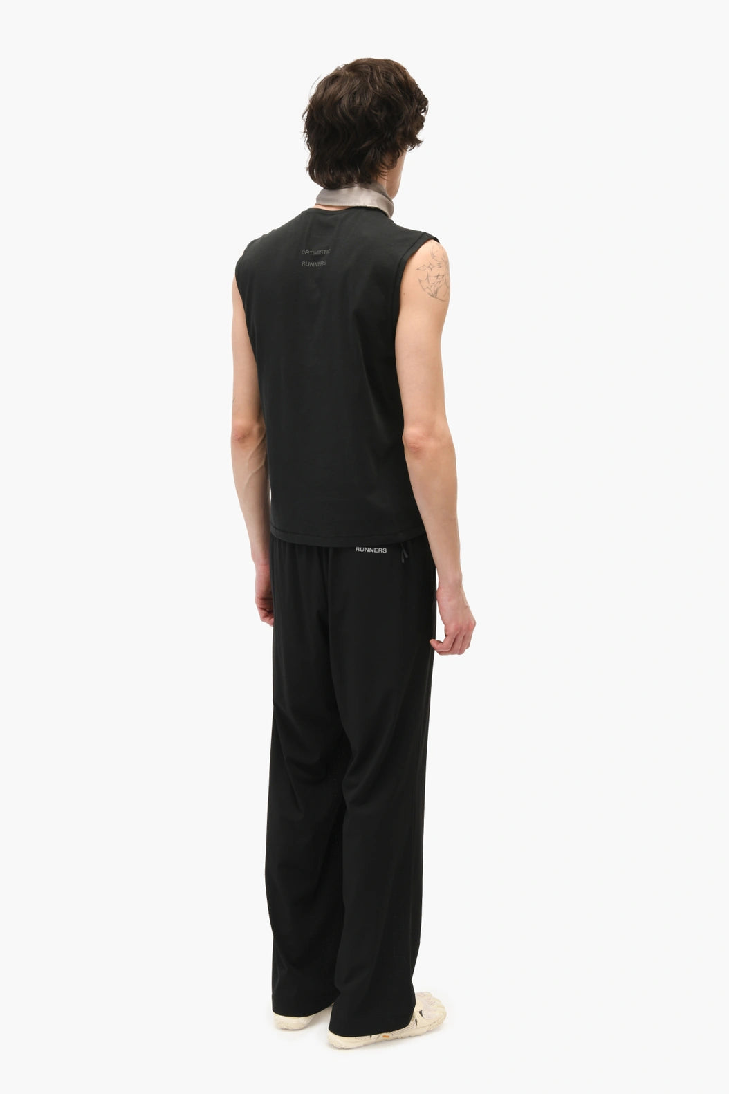 Optimistic Runners, Perforated Wide Pants, Black