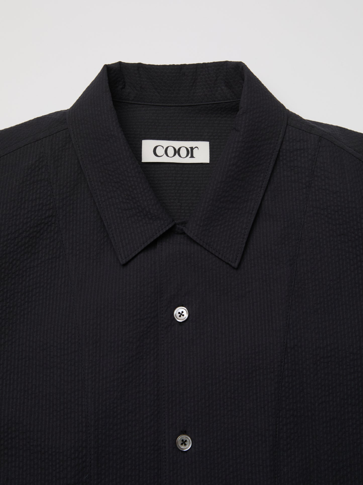 COOR, PANEL LINE CAMP COLLAR HALF SHIRT, Dark Navy