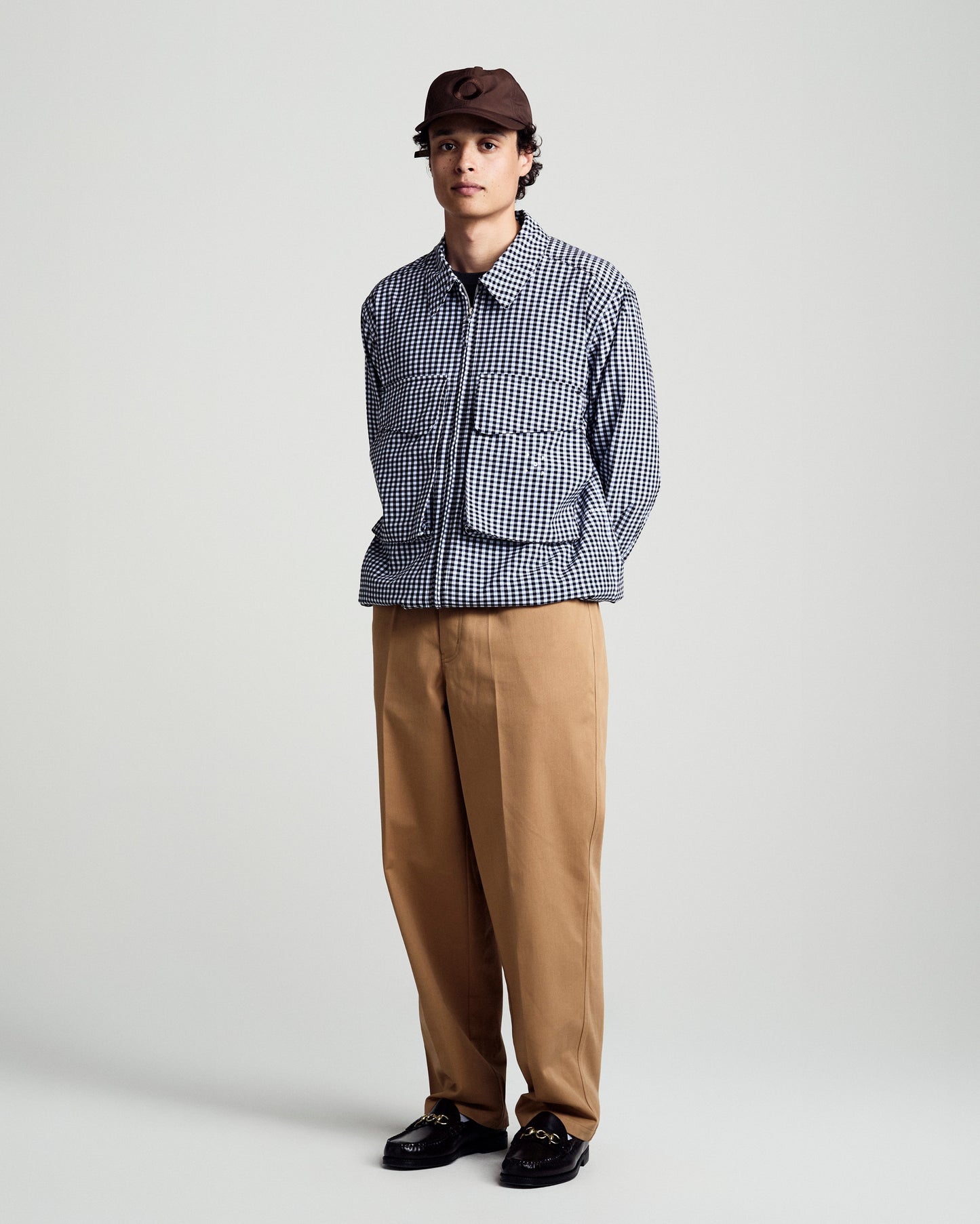 Pop trading, GINGHAM BOXER OVERSHIRT, BLACK/OFF WHITE