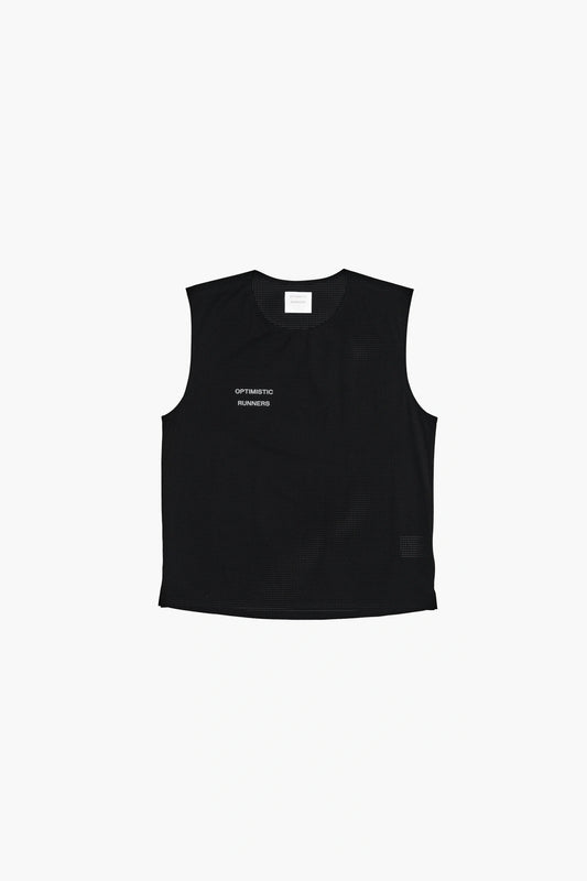 Optimistic Runners, Perforated Crop Tank Top, Black