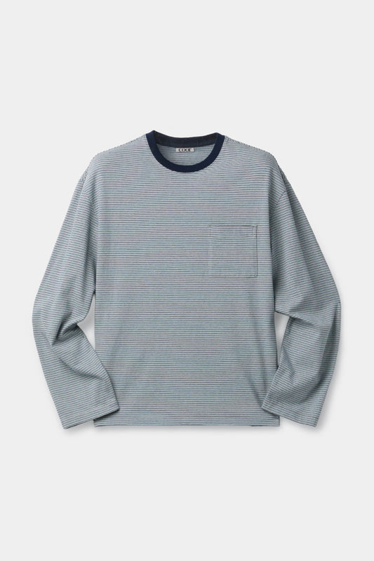 COOR, Multi pin stripe pocket t-shirt, blue