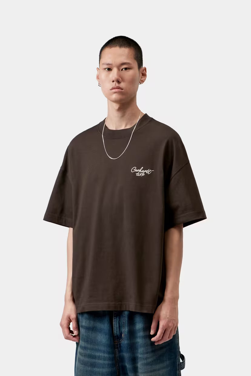Carhartt WIP, S/S Signature Script T-Shirt, Tobacco