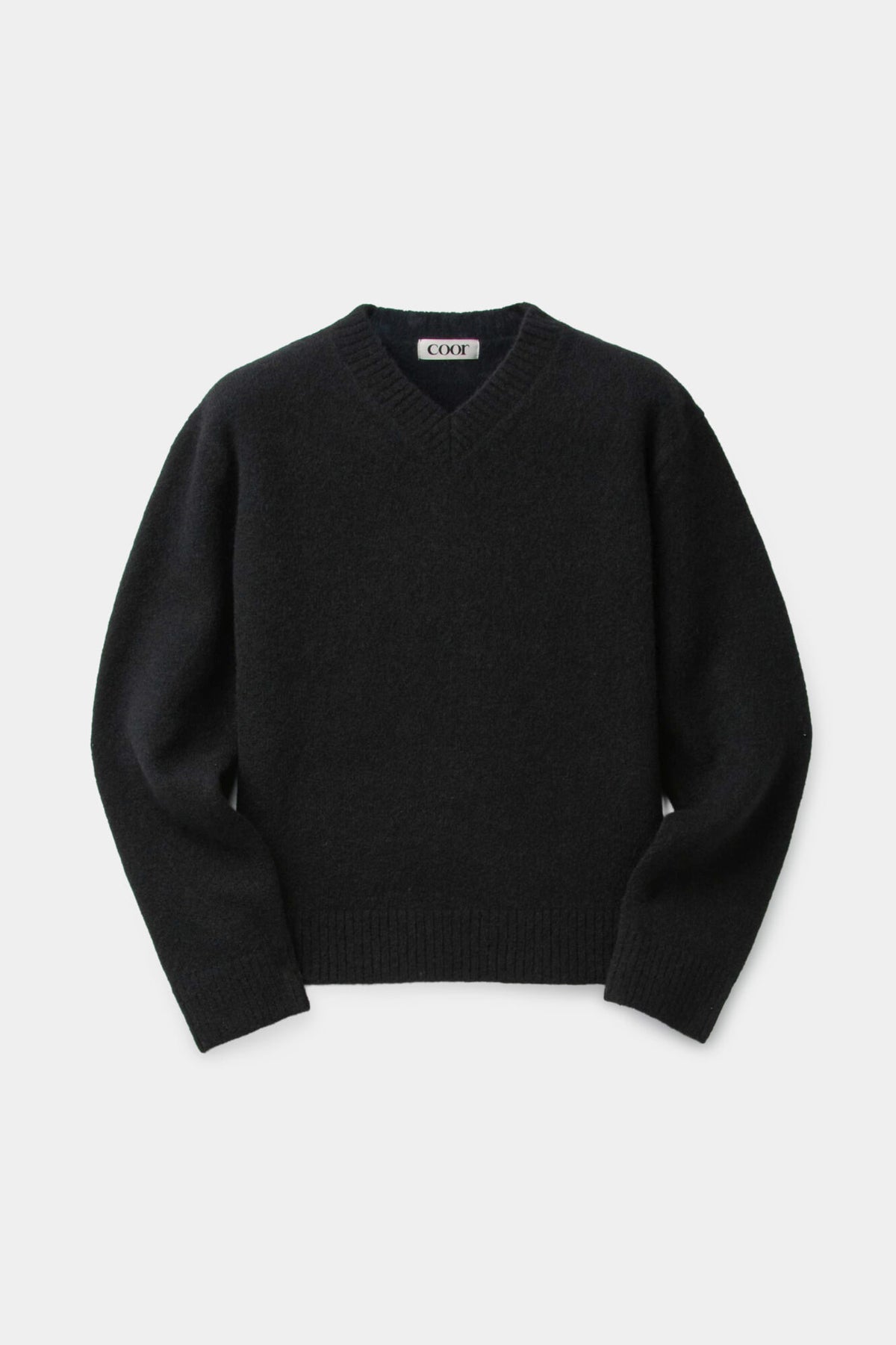 COOR,  Wool blend hairy v-neck sweater, Black