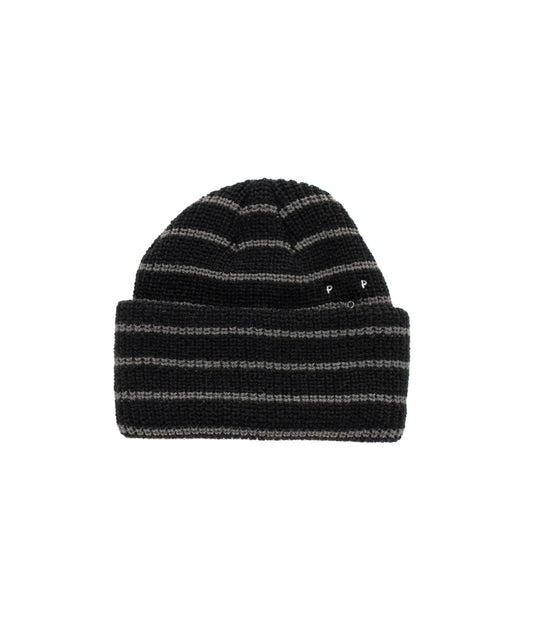 POP Trading Company, POP STRIPED BEANIE, BLACK/CHARCOAL