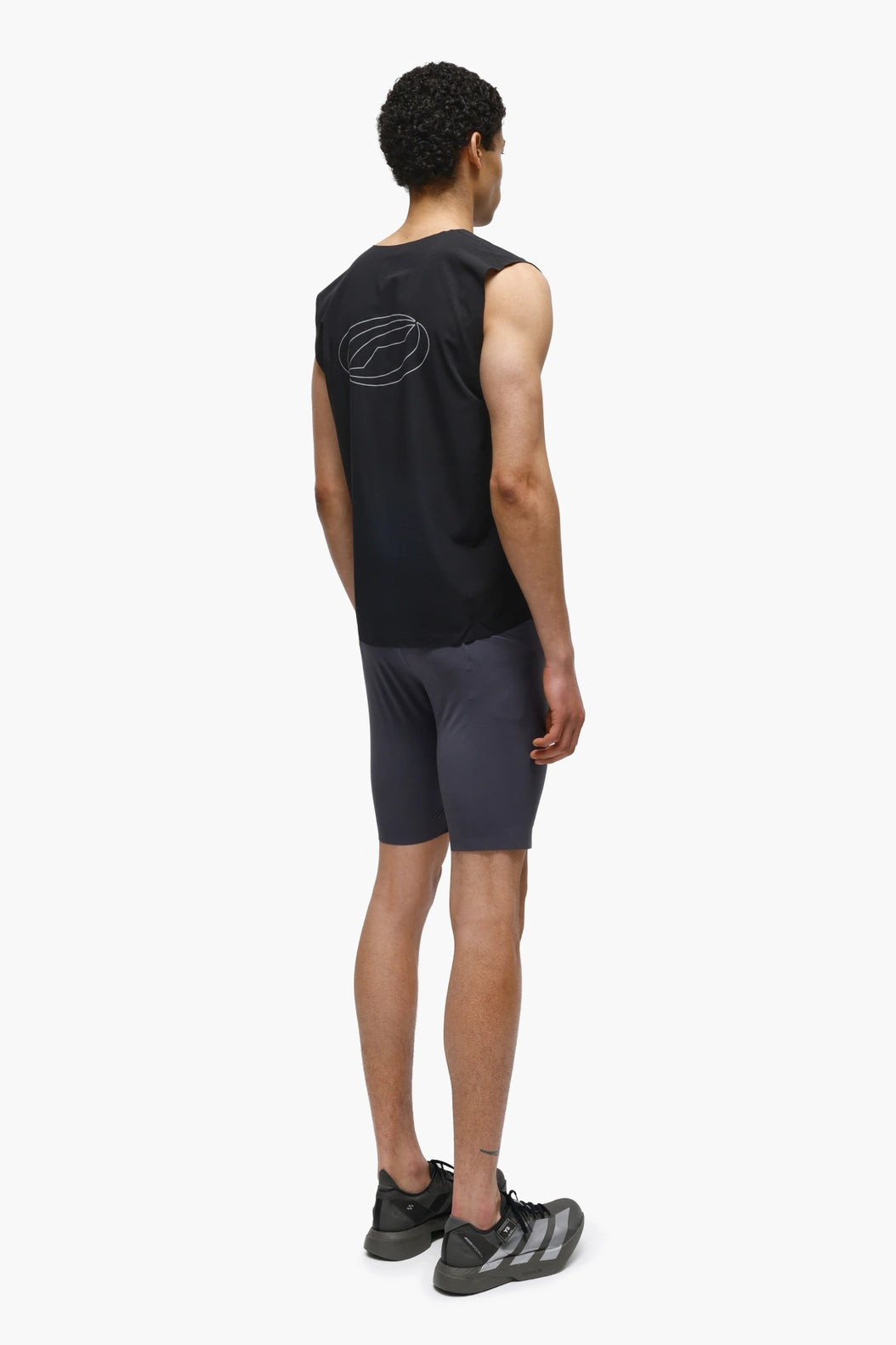 Optimistic Runners, Perforated Crop Tank Top, Black