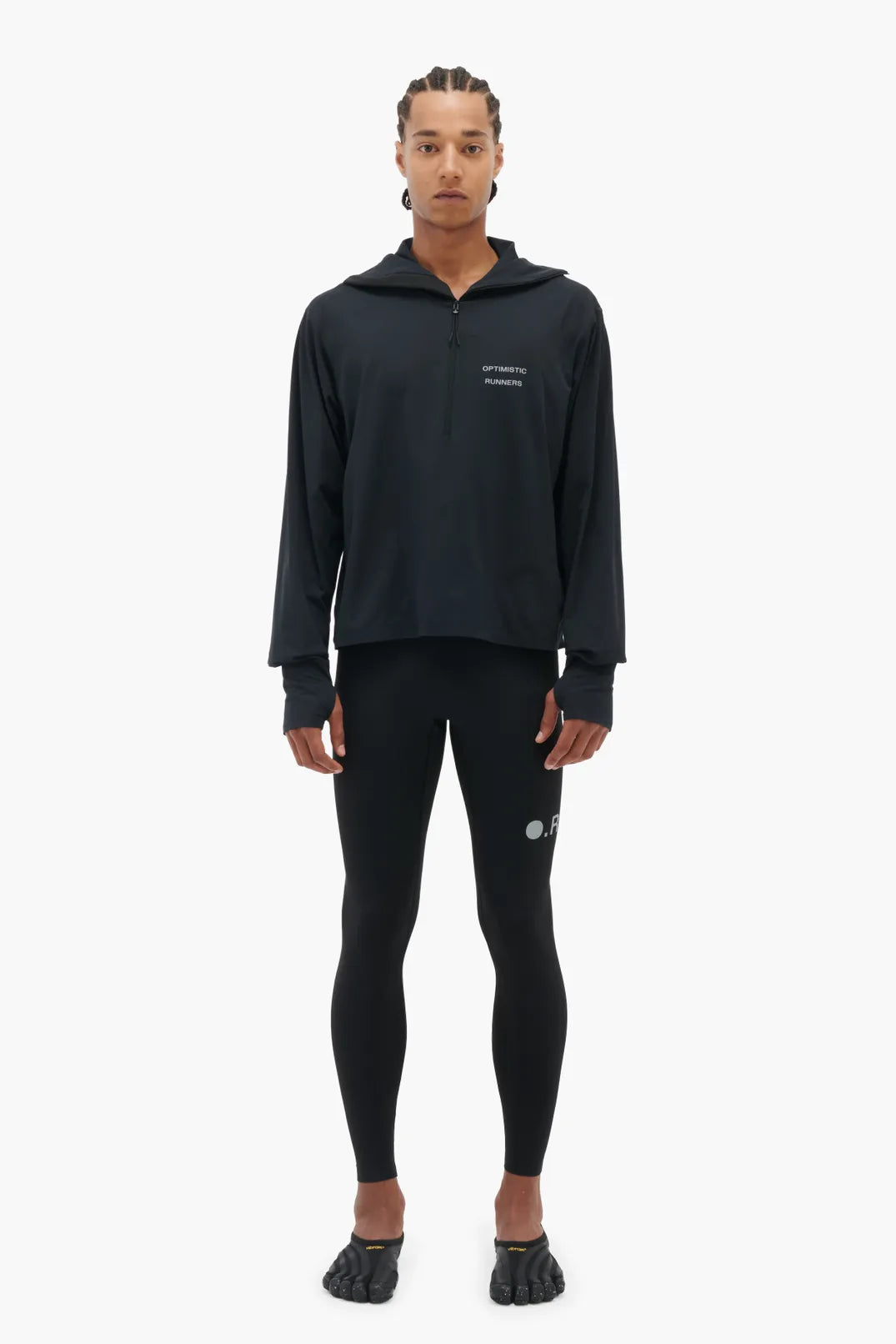 Optimistic Runners, Balaclava Hoodie, Black