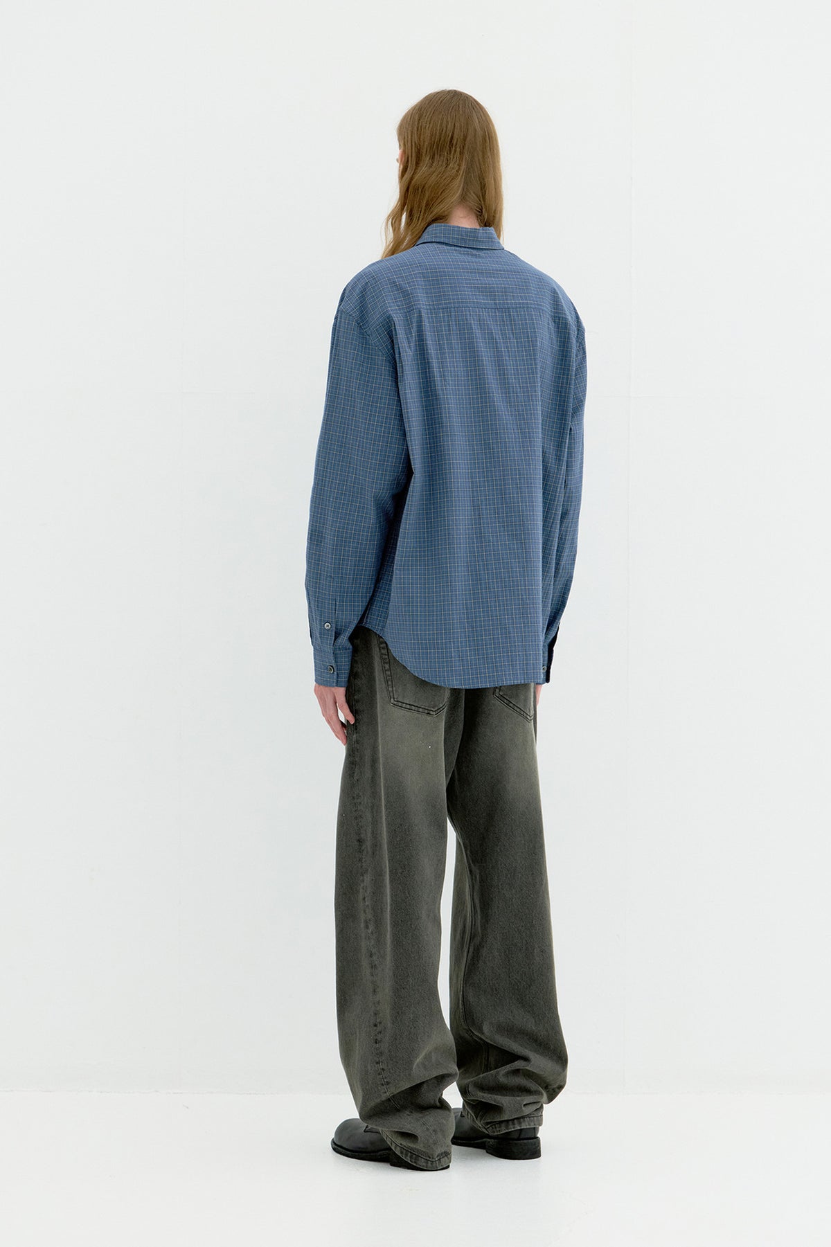 COOR, Windowpane check shirt, Blue
