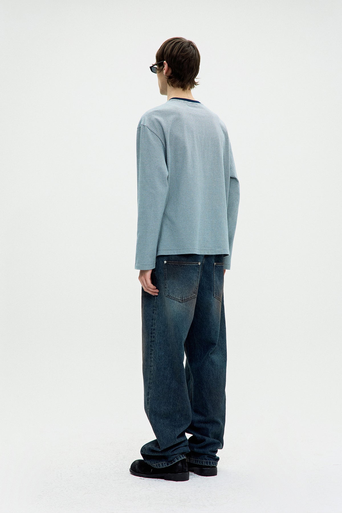 COOR, Multi pin stripe pocket t-shirt, blue