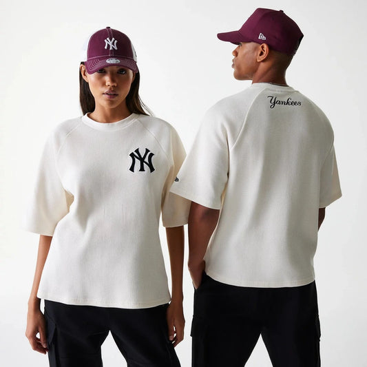 New Era, New York Yankees MLB Waffle Oversized T-Shirt, Off White