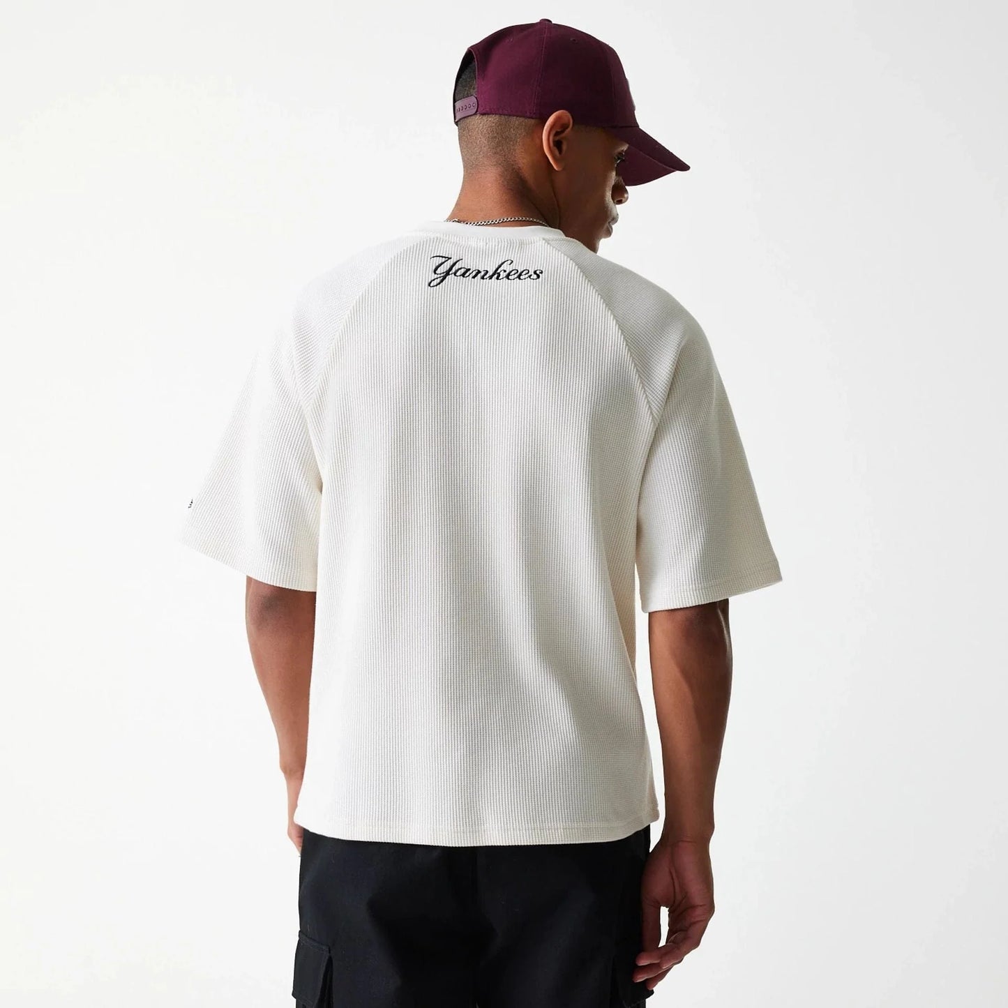 New Era, New York Yankees MLB Waffle Oversized T-Shirt, Off White