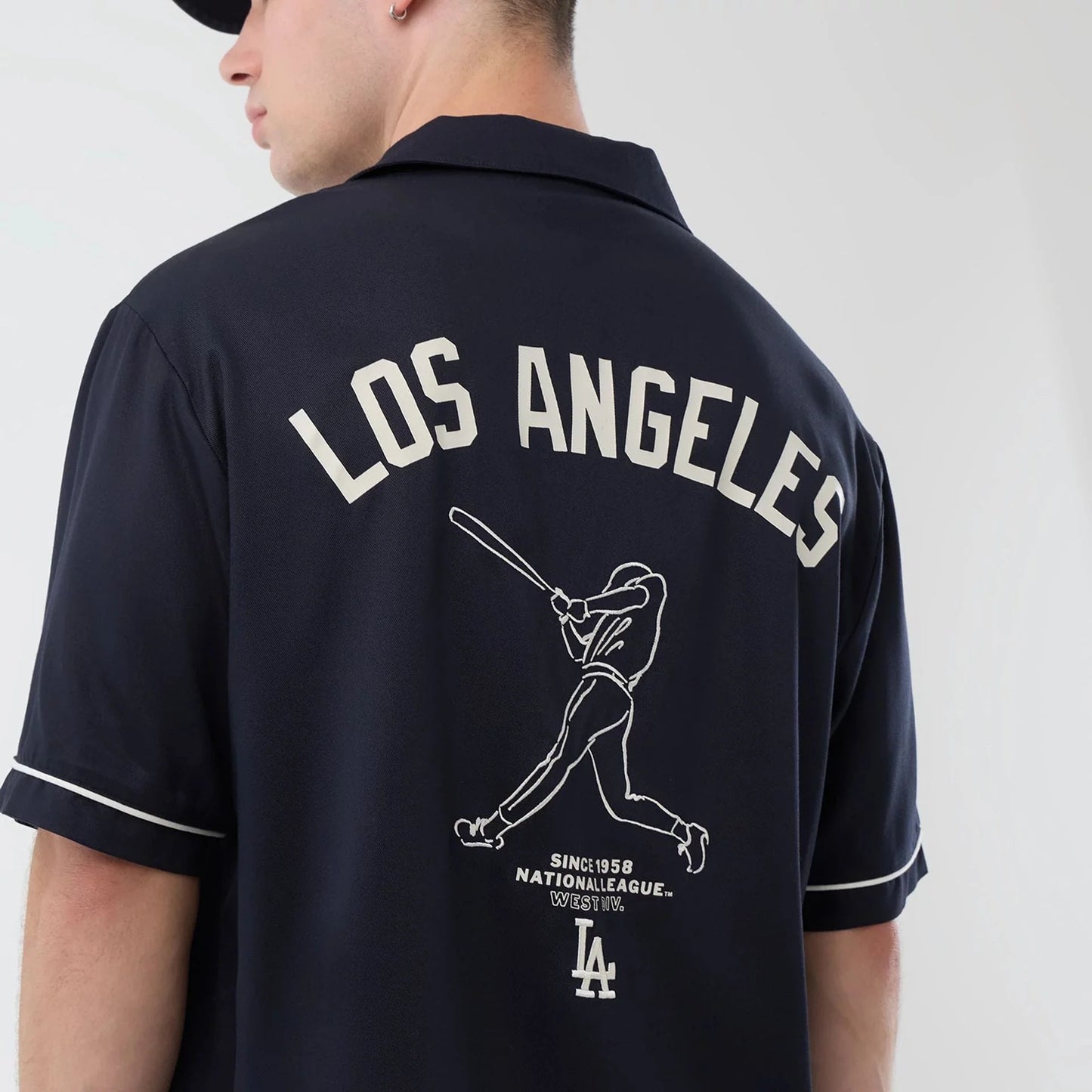 New Era, LA Dodgers Graphic Revere Short Sleeve Shirt, Navy