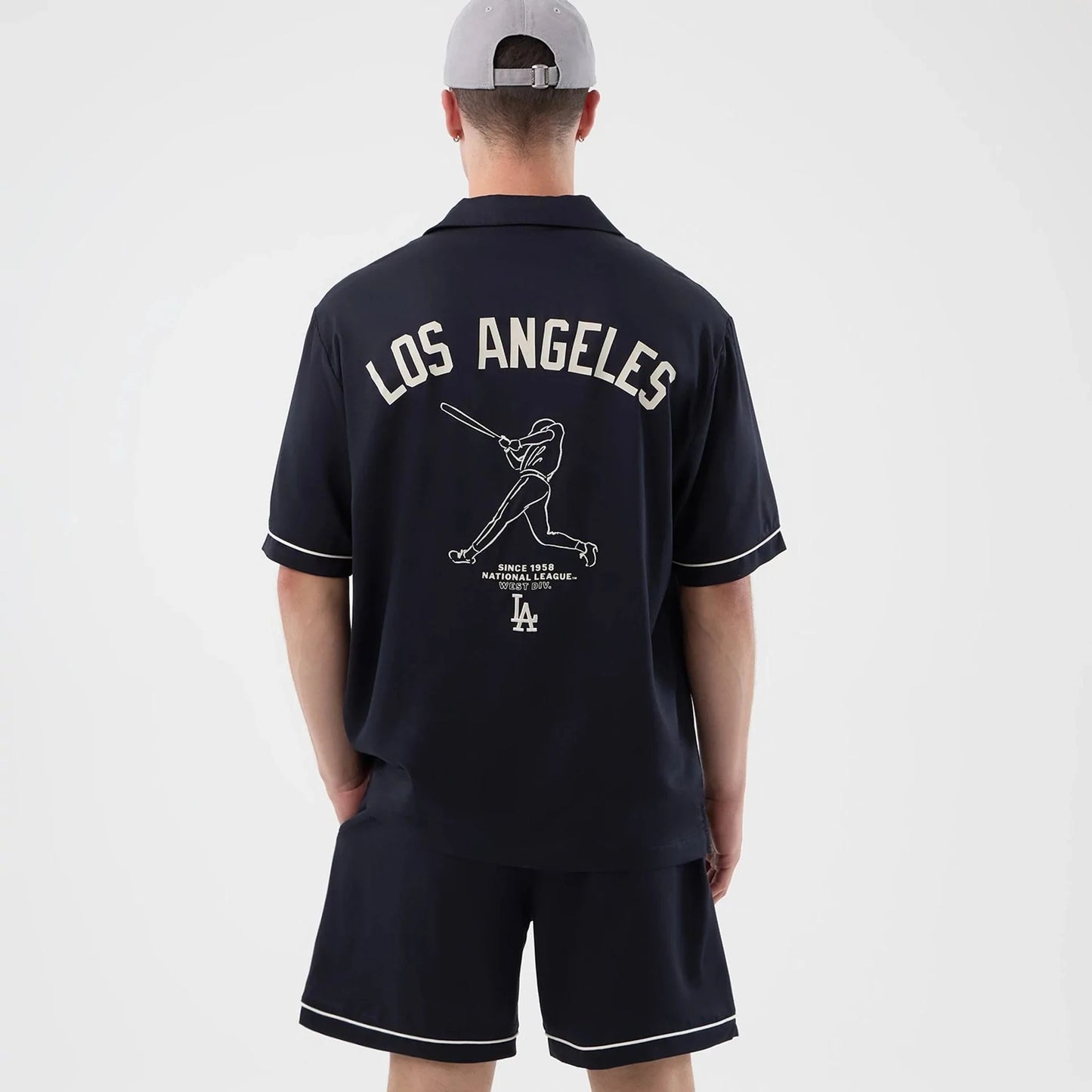 New Era, LA Dodgers Graphic Revere Short Sleeve Shirt, Navy