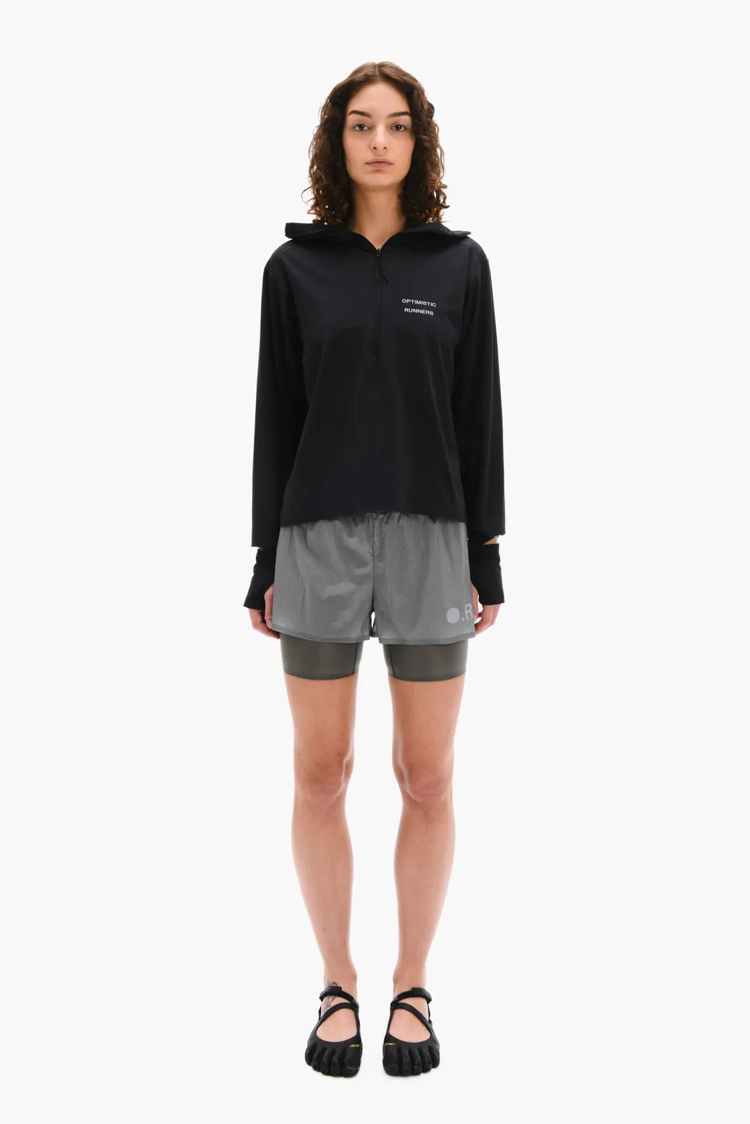 Optimistic Runners, Balaclava Hoodie, Black