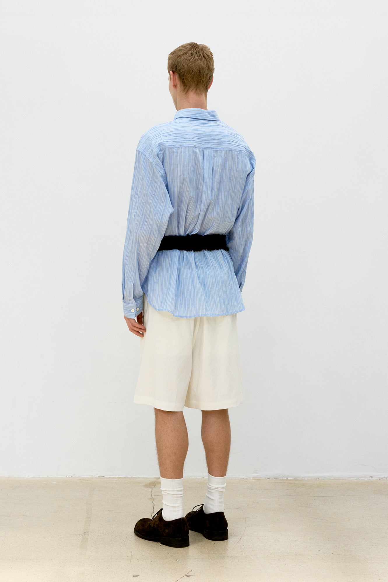 COOR, Wrinkle stripe shirt, Sky blue