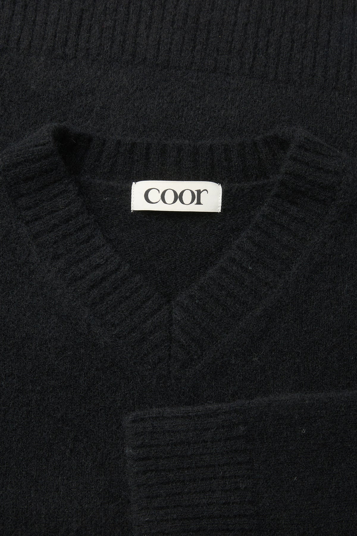COOR,  Wool blend hairy v-neck sweater, Black