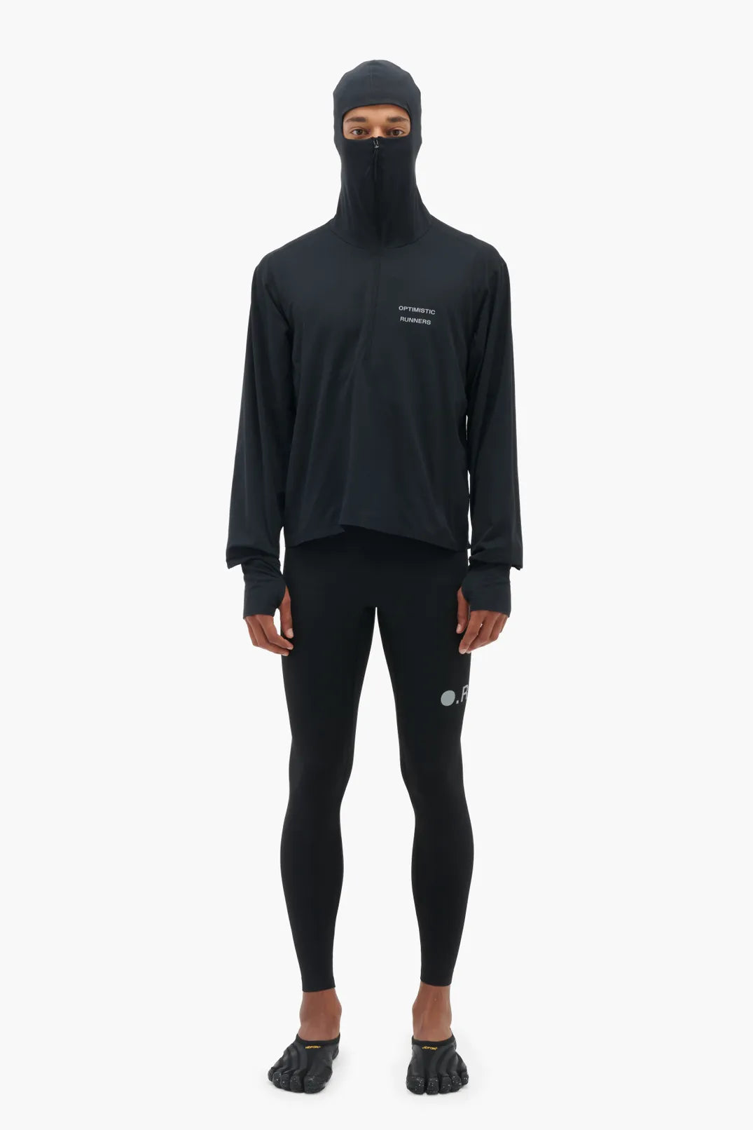 Optimistic Runners, Balaclava Hoodie, Black
