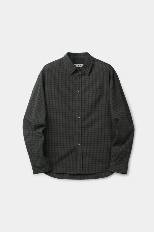 COOR,  plaid seersucker check shirt, Green