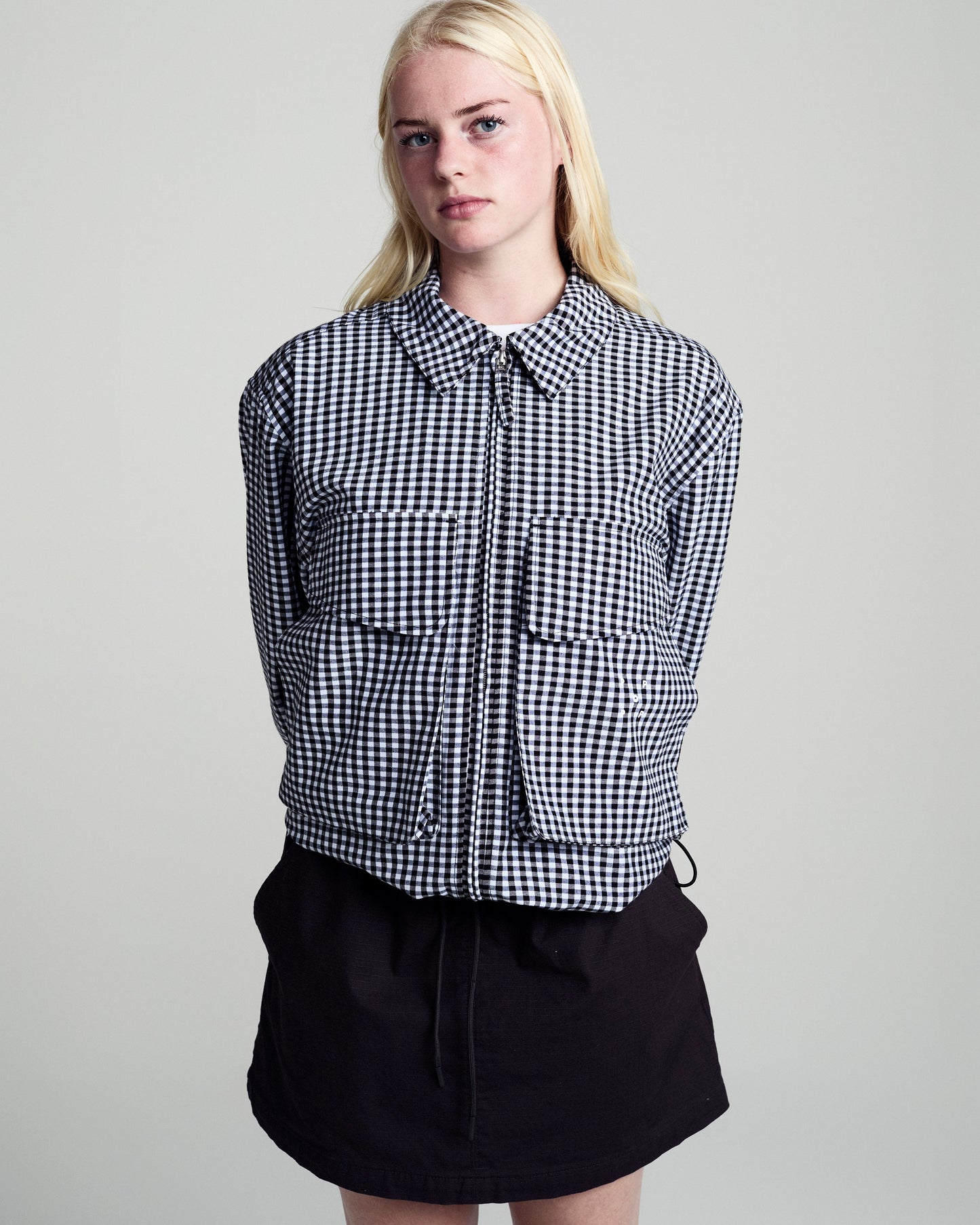 Pop trading, GINGHAM BOXER OVERSHIRT, BLACK/OFF WHITE