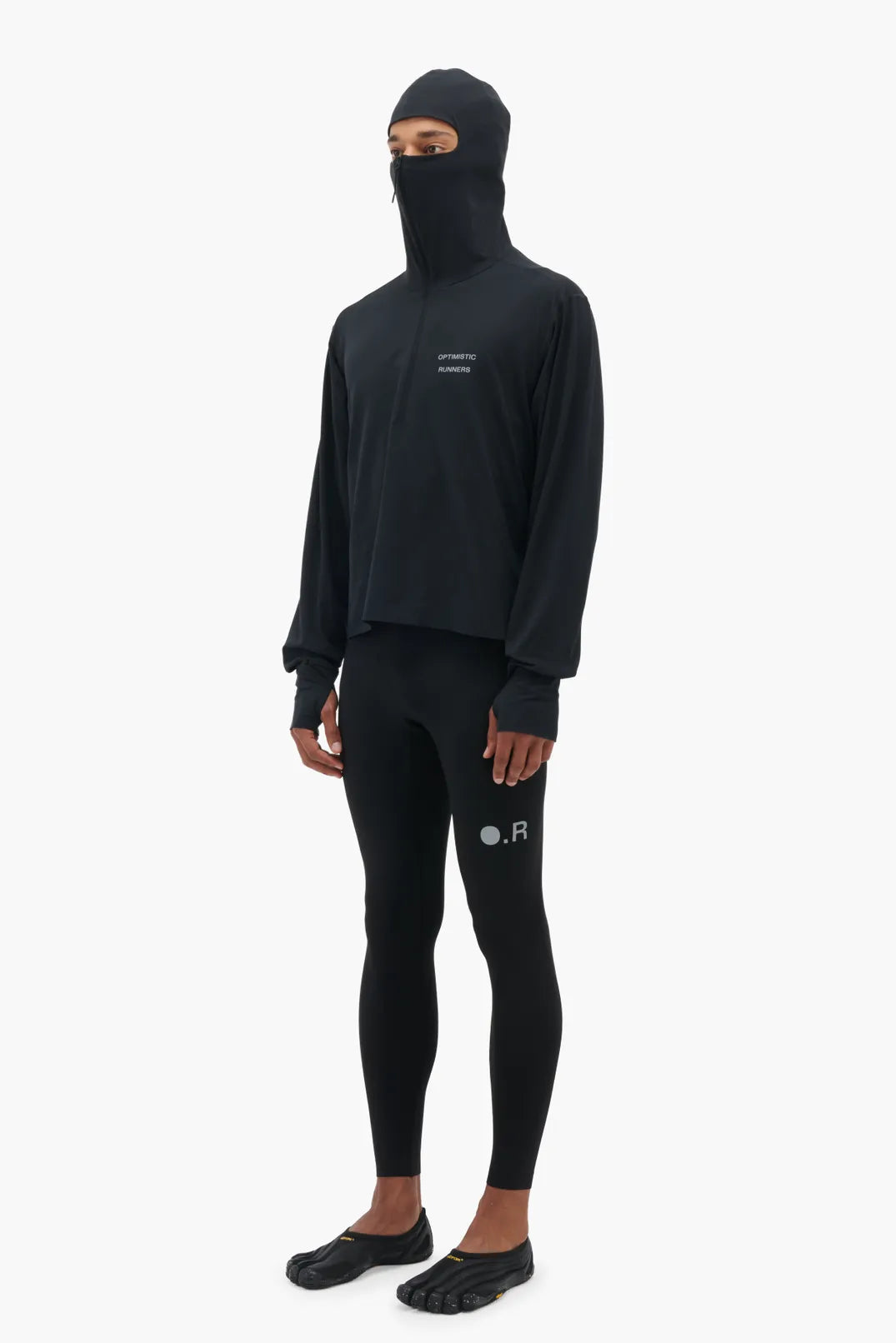 Optimistic Runners, Balaclava Hoodie, Black