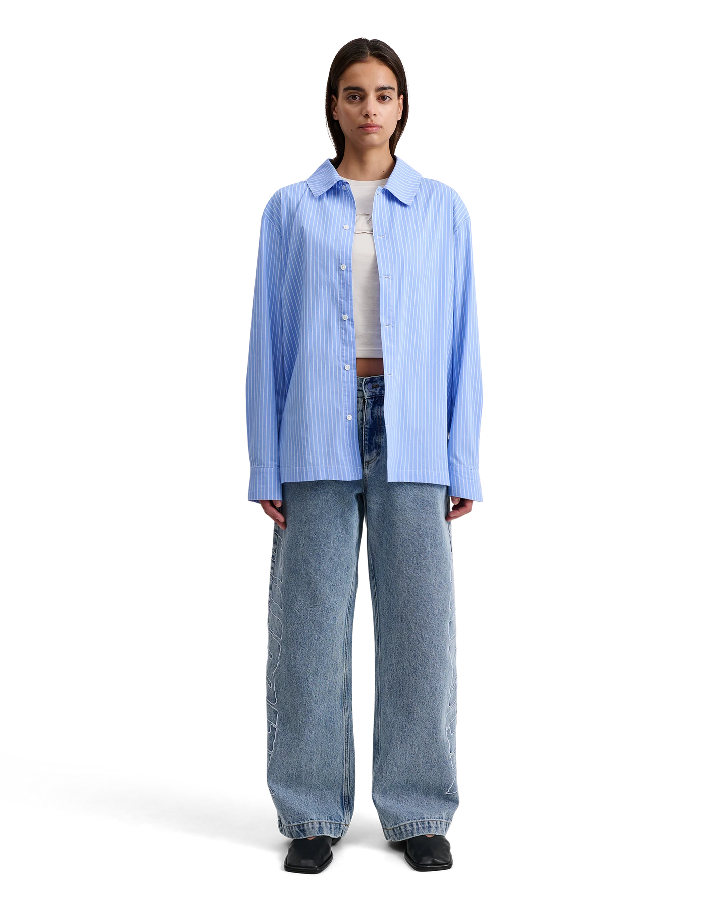 Alis, BILLEY ESSENTIAL SHIRT, White & Blue Stripe