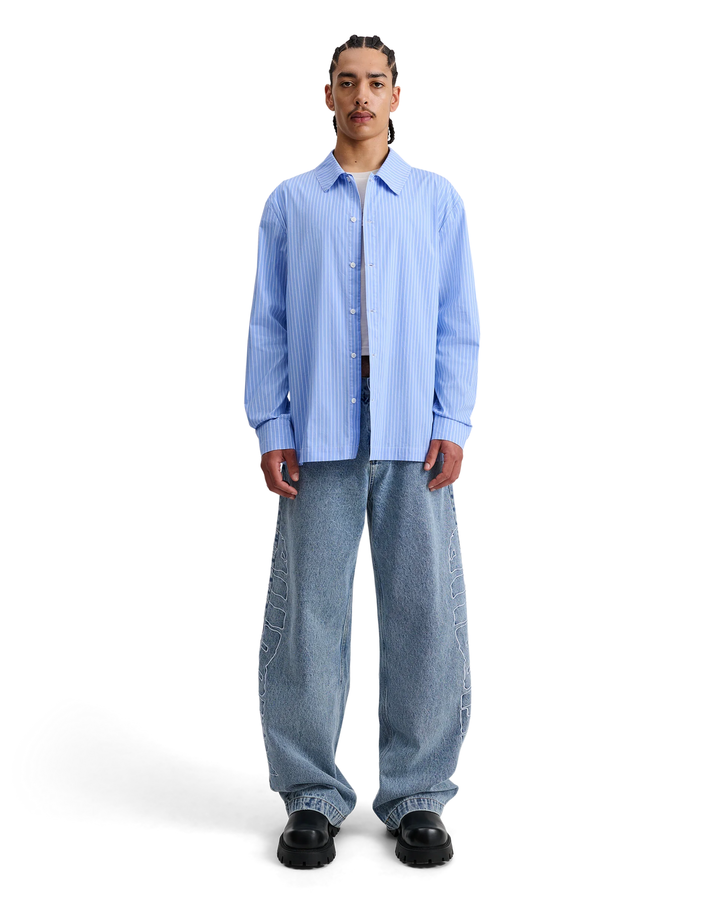 Alis, BILLEY ESSENTIAL SHIRT, White & Blue Stripe