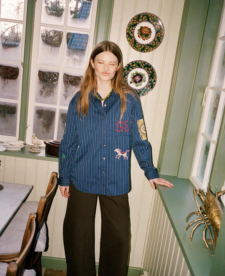 Sissel Edelbo, BRENNA SHIRT, NAVY STRIPES