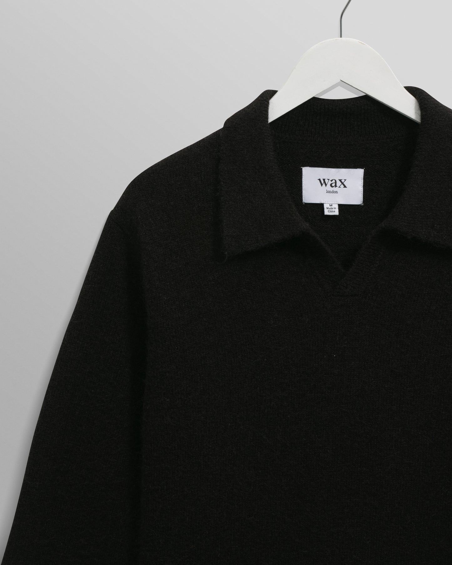 WAX London, Carter Polo Fluffy Wool Blend, Black