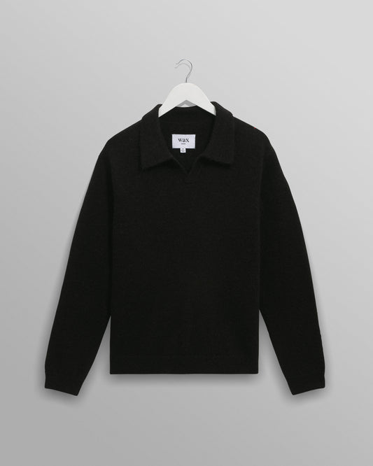 WAX London, Carter Polo Fluffy Wool Blend, Black