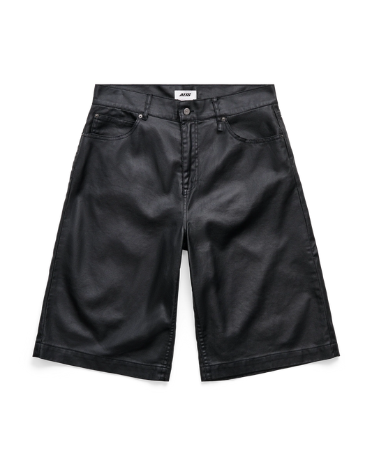 Alis, CHAZ WIDE FIT DENIM SHORTS, GLOSSY BLACK
