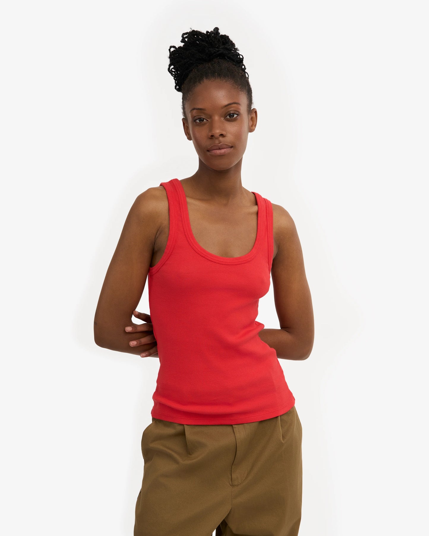 Colorful Standard, Women Organic Rib Tank Top - Red Tangerine