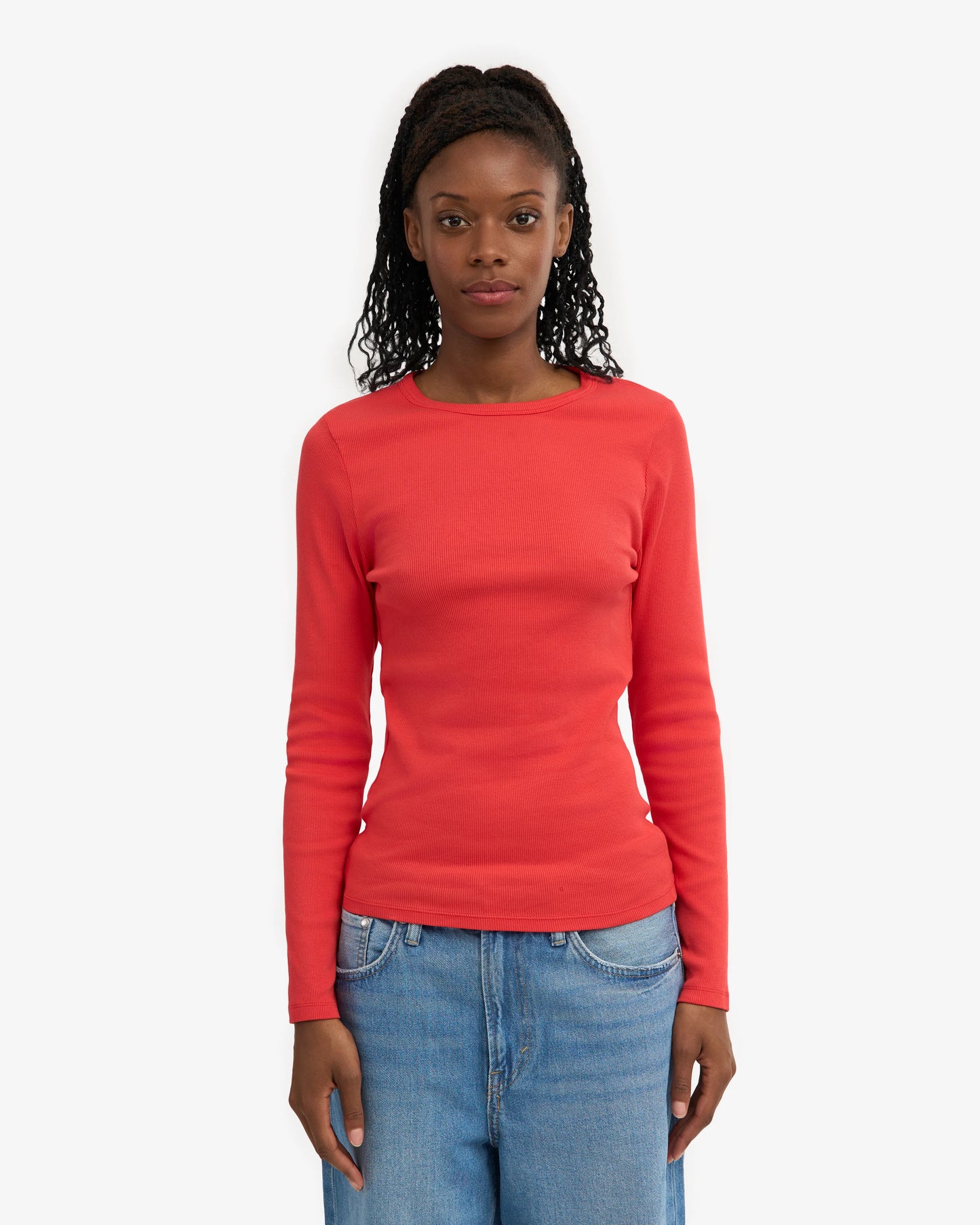 Colorful Standard, Organic Rib LS T-Shirt, Red Tangerine