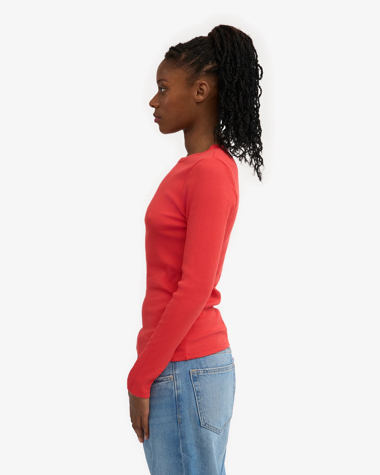 Colorful Standard, Organic Rib LS T-Shirt, Red Tangerine