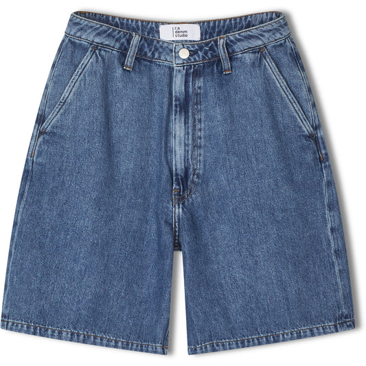 R.A Denim, D9 Wide Chino Shorts, Mid Blue