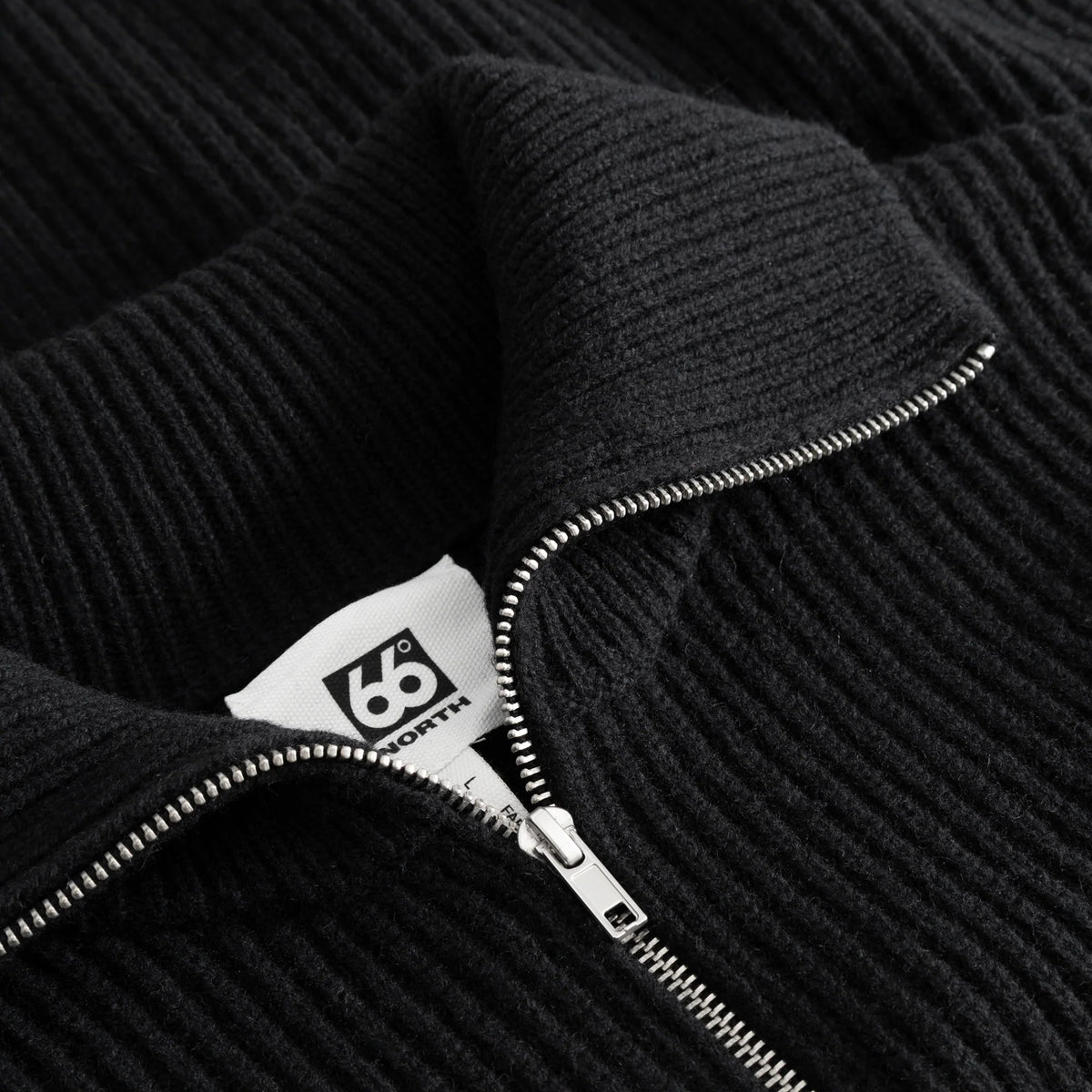 66 NORTH, Vonarstræti Zipped Wool Sweater, Black