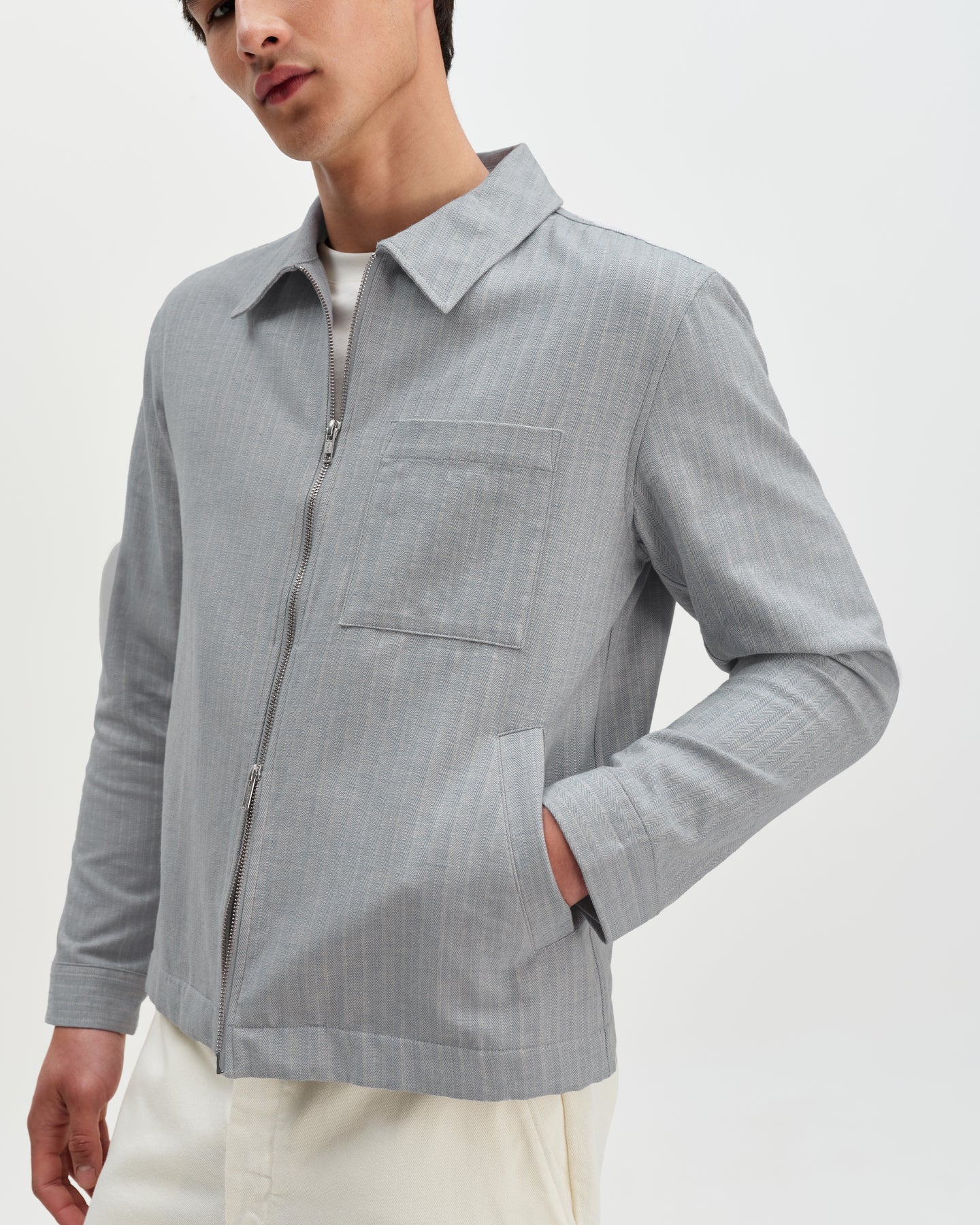 WAX, Eldon  Herringbone Jacket, Light Blue