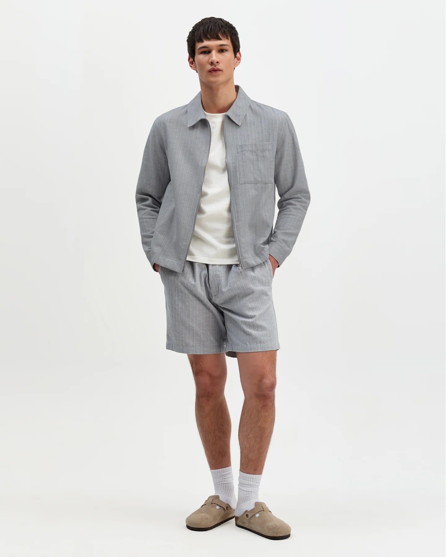 WAX, Eldon  Herringbone Jacket, Light Blue