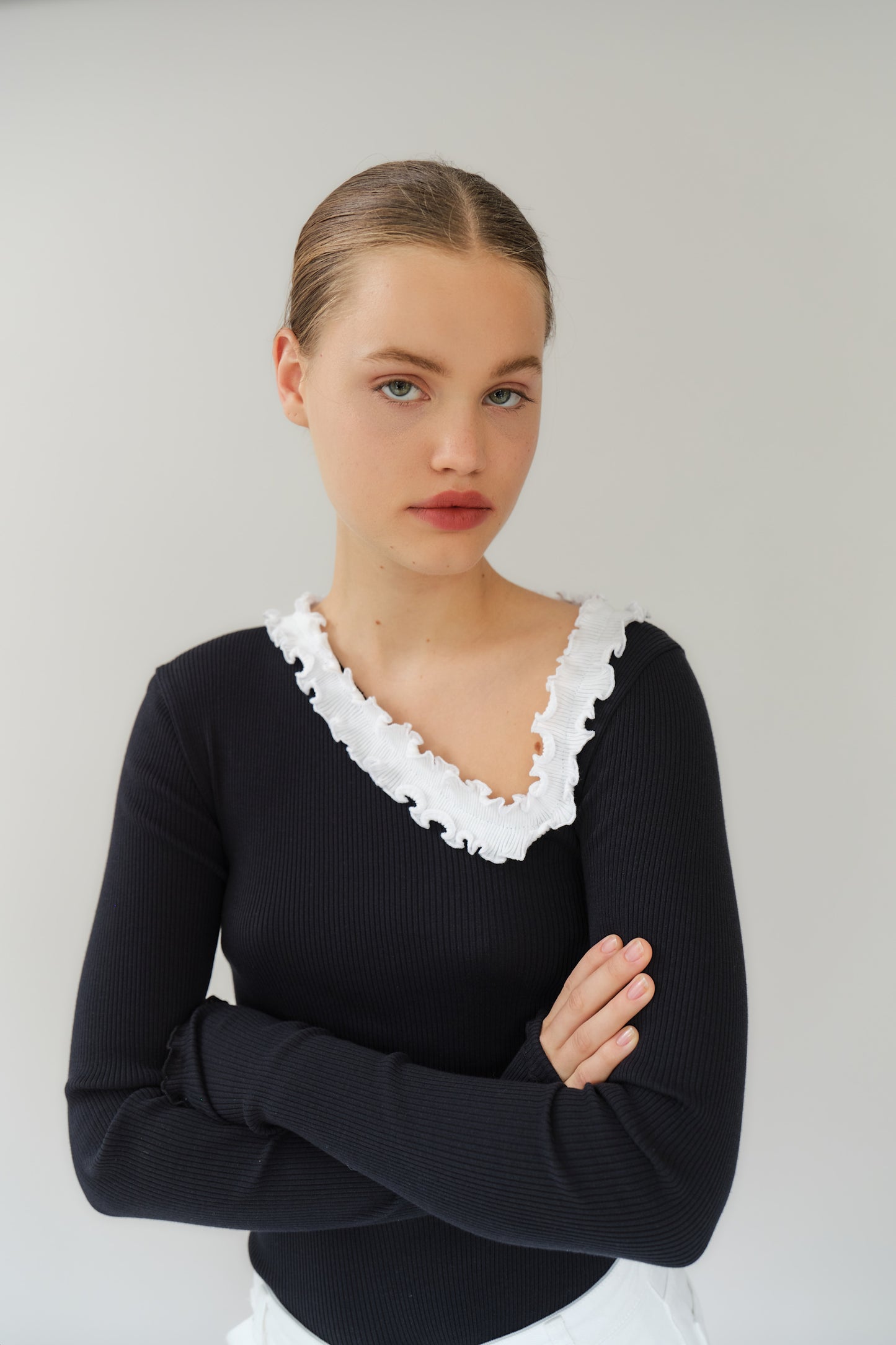 OperáSport, Evita Seamless Top, Sort med Hvide flæser