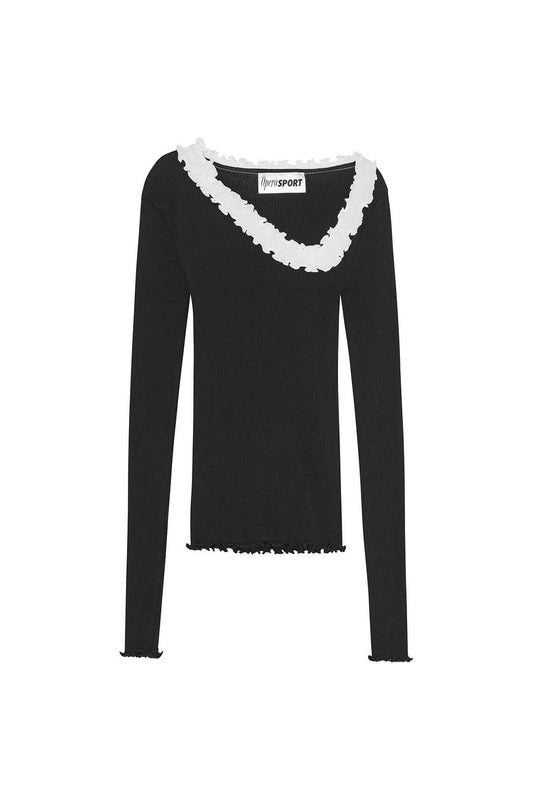 OperáSport, Evita Seamless Top, Sort med Hvide flæser