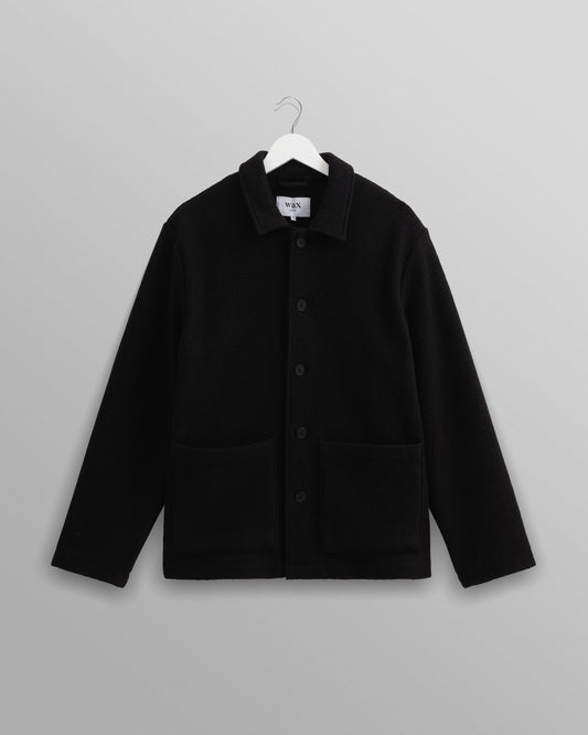 Wax London, GRANT JACKET FELT WOOL, BLACK