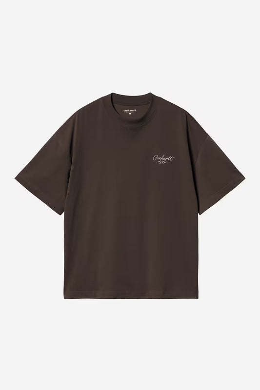 Carhartt WIP, S/S Signature Script T-Shirt, Tobacco
