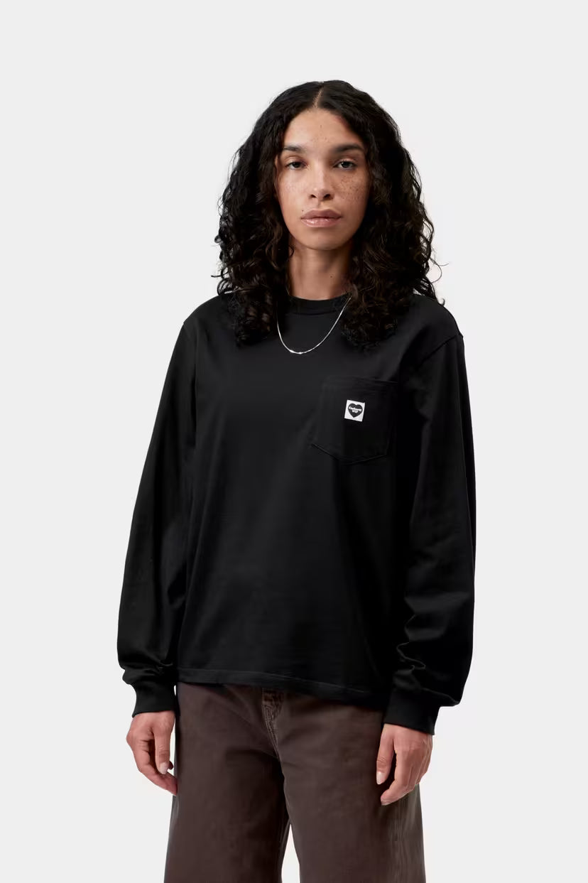 Carhartt WIP, W'L/S Pocket Small Heart T-Shirt, Black