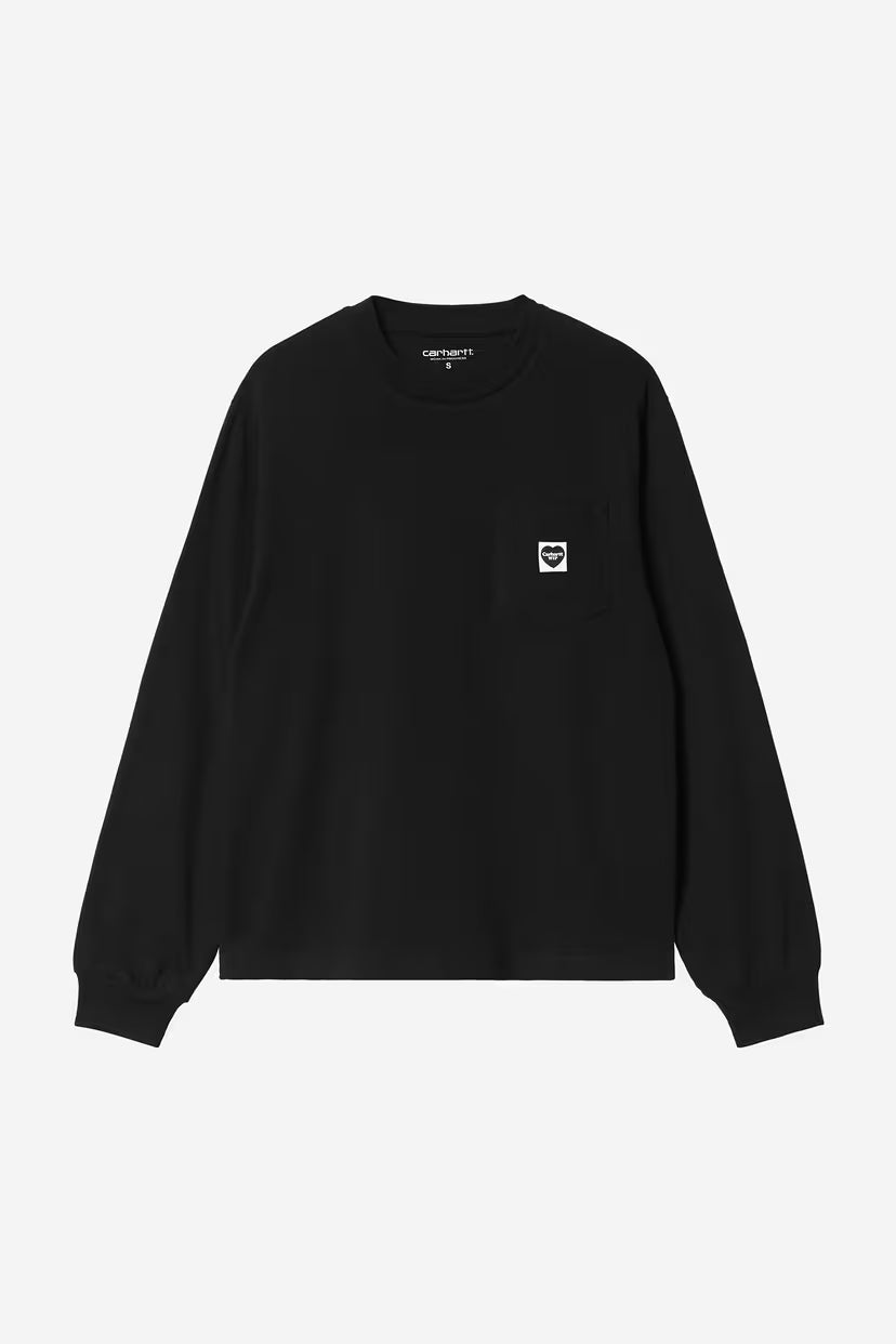 Carhartt WIP, W'L/S Pocket Small Heart T-Shirt, Black