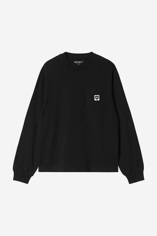 Carhartt WIP, W'L/S Pocket Small Heart T-Shirt, Black