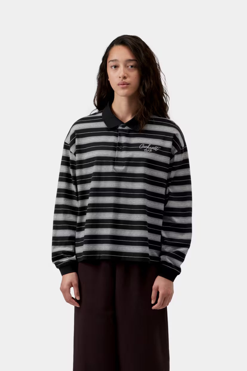 Carhartt WIP, W' L/S Bronson Polo, Bronson Stripe, Black