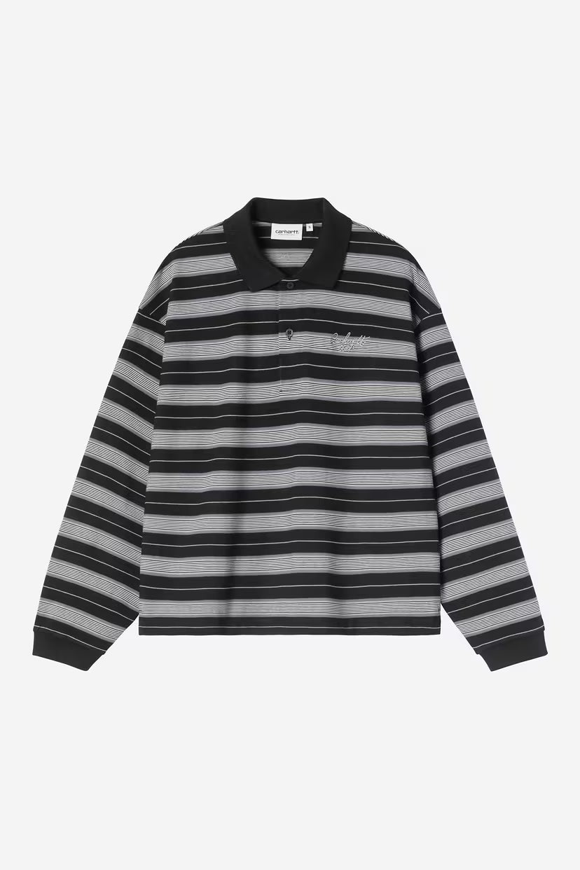 Carhartt WIP, W' L/S Bronson Polo, Bronson Stripe, Black
