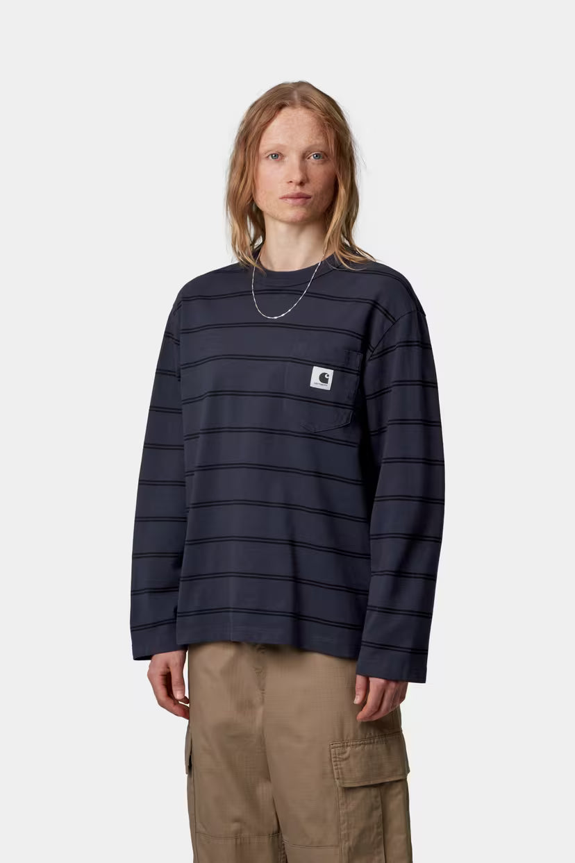 Carhartt WIP, W' L/S Cardona Pocket T-Shirt, Natural / Dark Navy