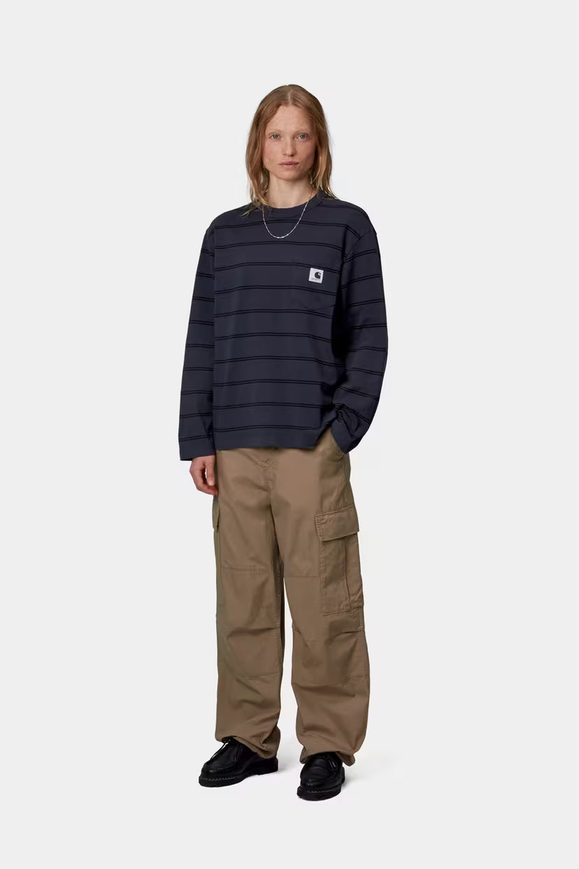 Carhartt WIP, W' L/S Cardona Pocket T-Shirt, Natural / Dark Navy