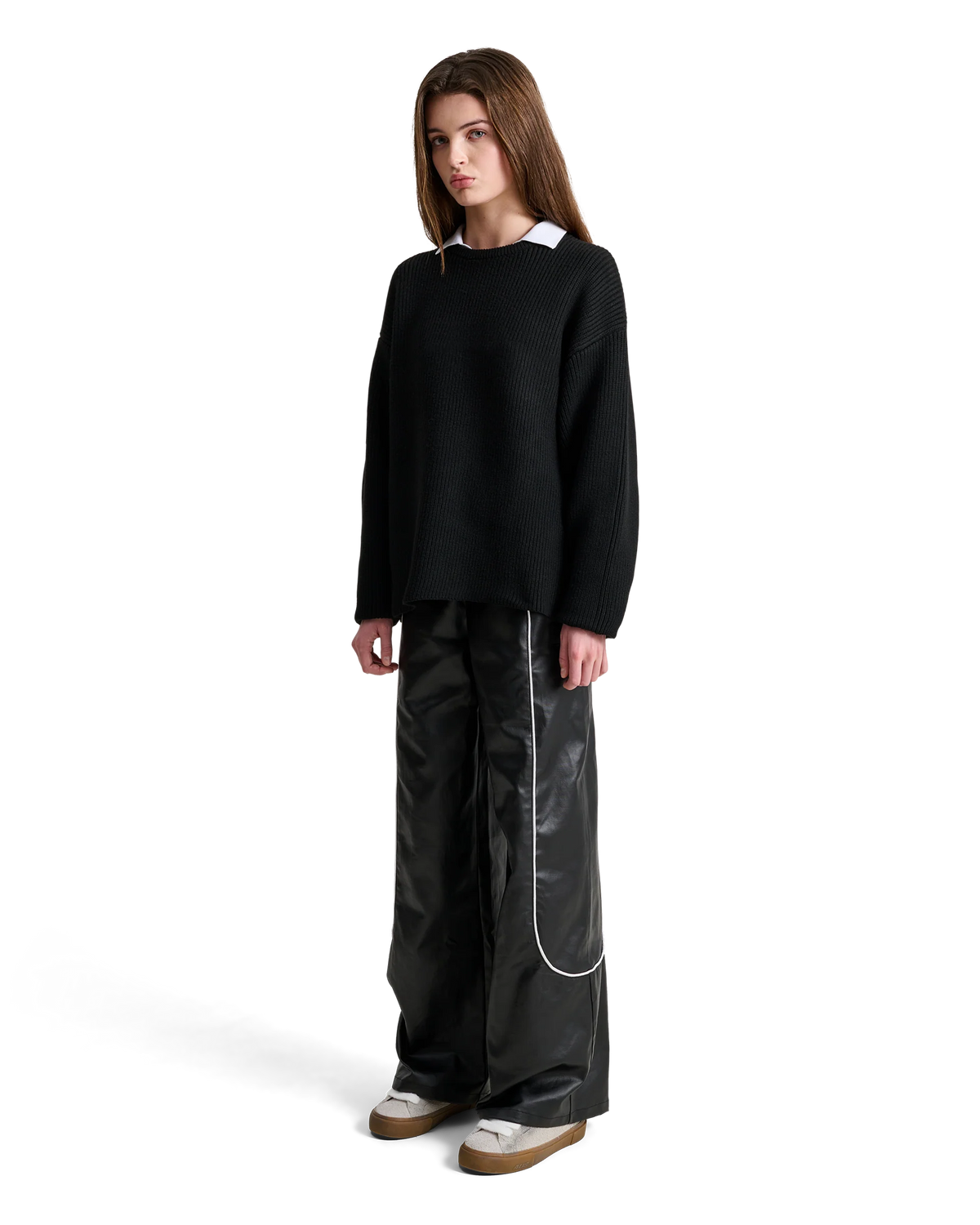 ALIS, LEDLEY RIB KNITTED PULL OVER, Black