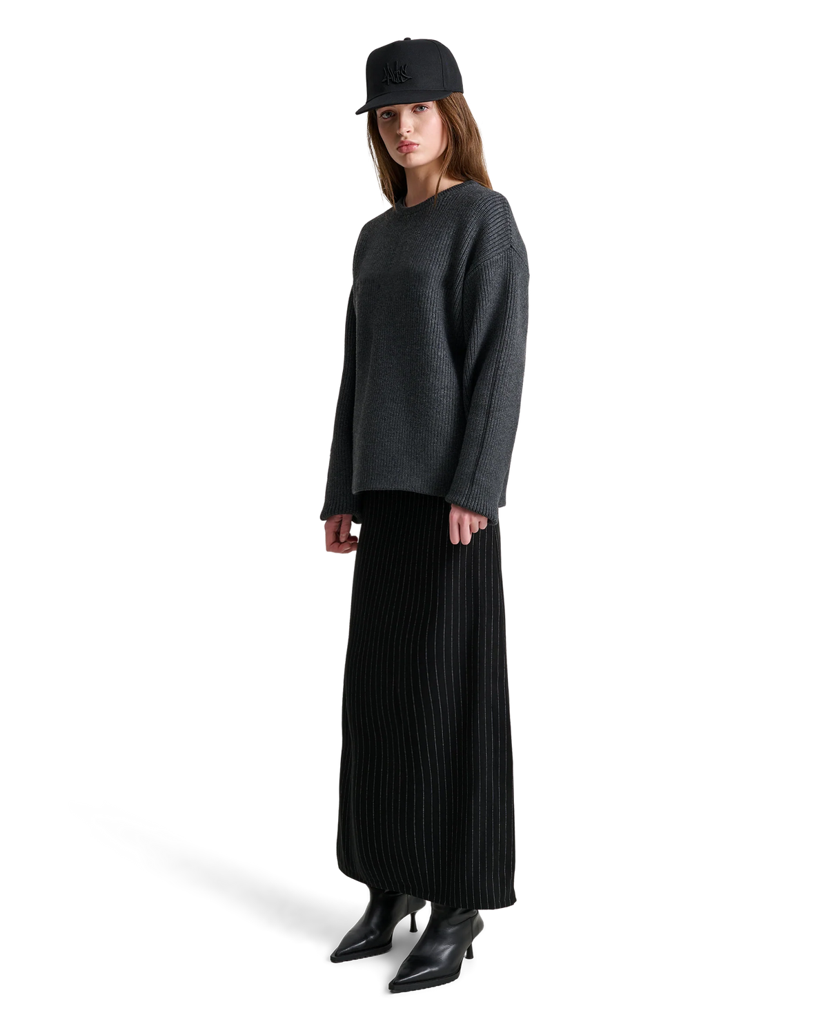 ALIS, LEDLEY RIB KNITTED PULL OVER, Dark Grey
